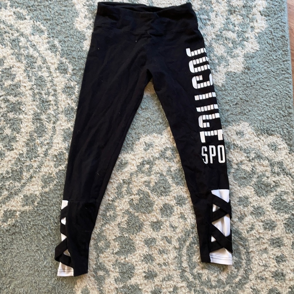 Black justice leggings in good condition.